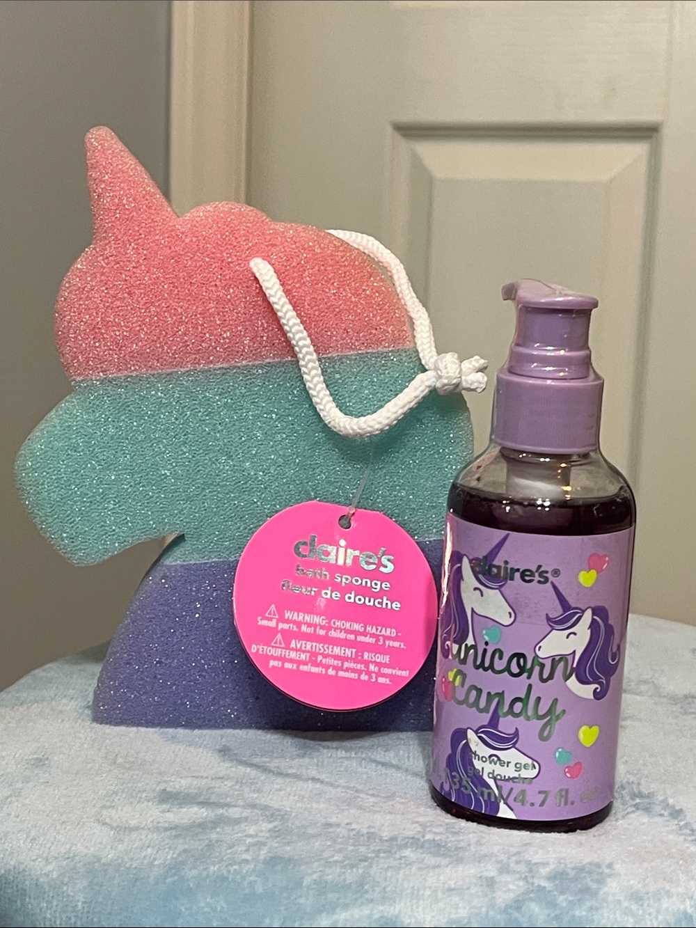 Claire's Unicorn Candy Shower Gel with Pink Teal Purple Unicorn Sponge